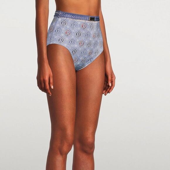 NWT$225 ZIMMERMANN Vitali High-Waist Halter Bikini Paisley Bottom Brief 2 (6-8) - Picture 1 of 16